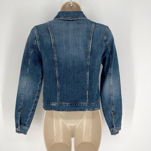 Black Orchid NEW Cropped Denim Jacket Sz XS Thunder Struck Blue Distressed - Picture 5 of 9